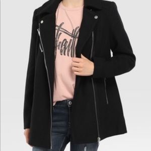 H&M Womens Boucle Longline Black Moto Jacket